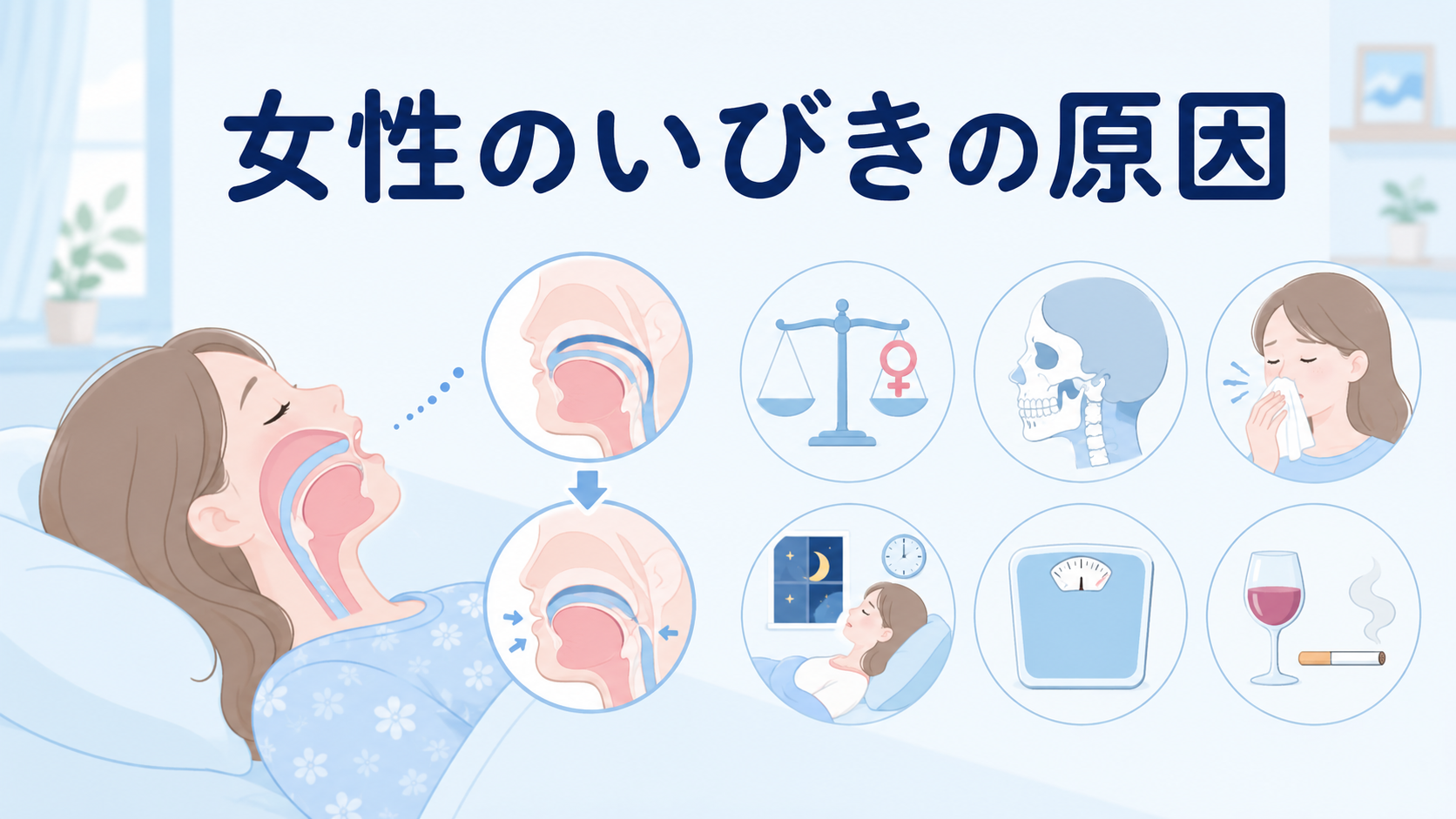 女性のいびきが増える主な原因