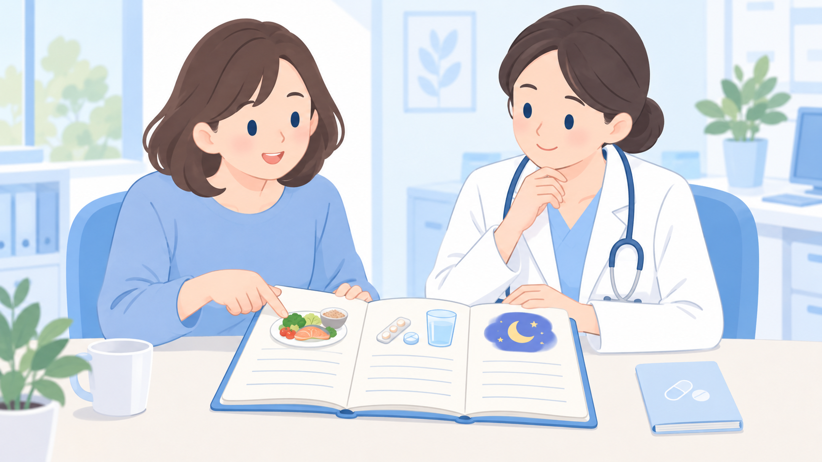 薬と食事と睡眠の記録を医師へ共有する患者