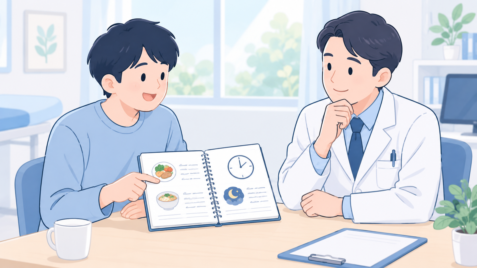 食事と睡眠の記録を医師へ共有する患者