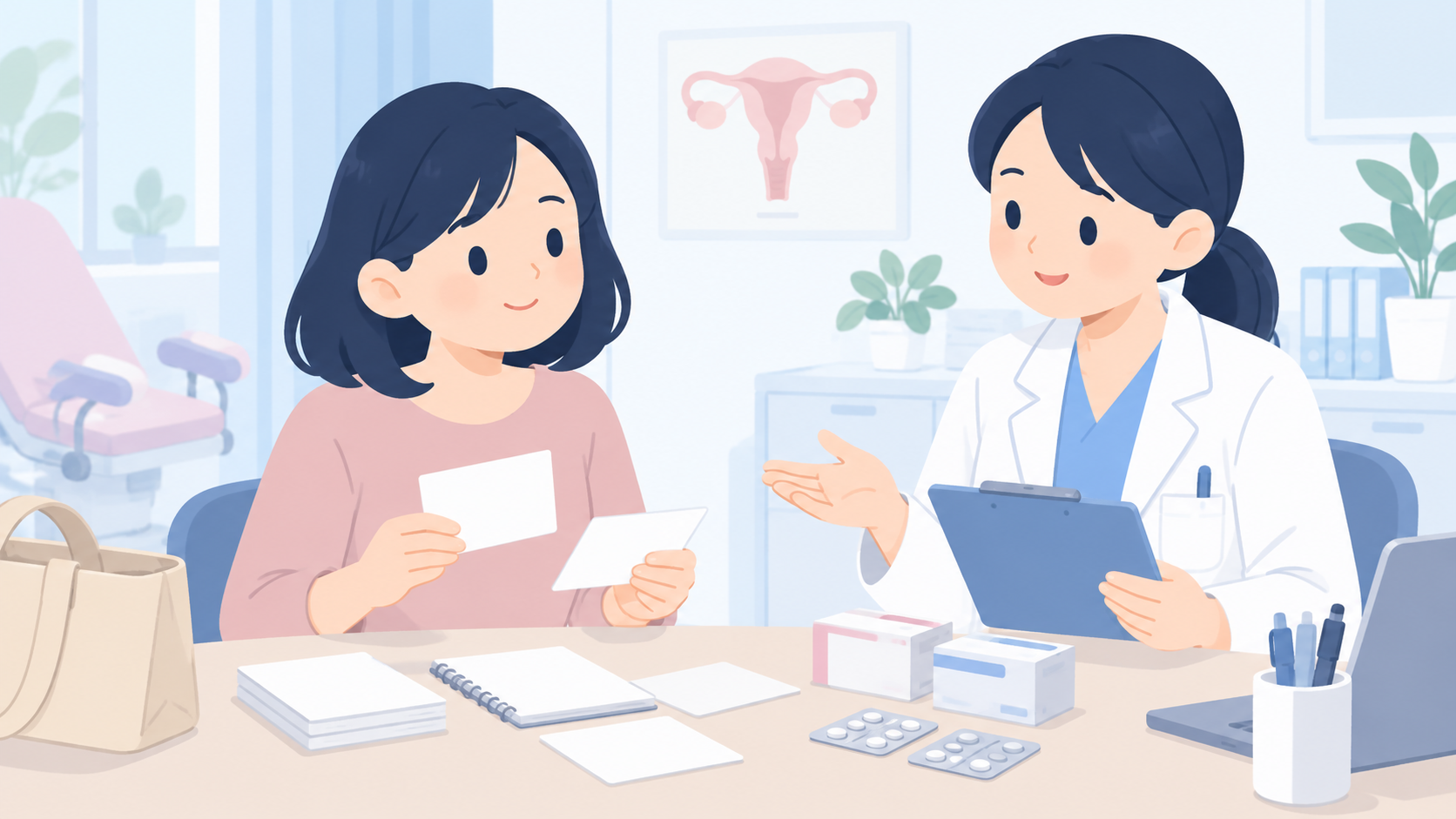 婦人科と睡眠の診療をつなぐための受診メモのイラスト
