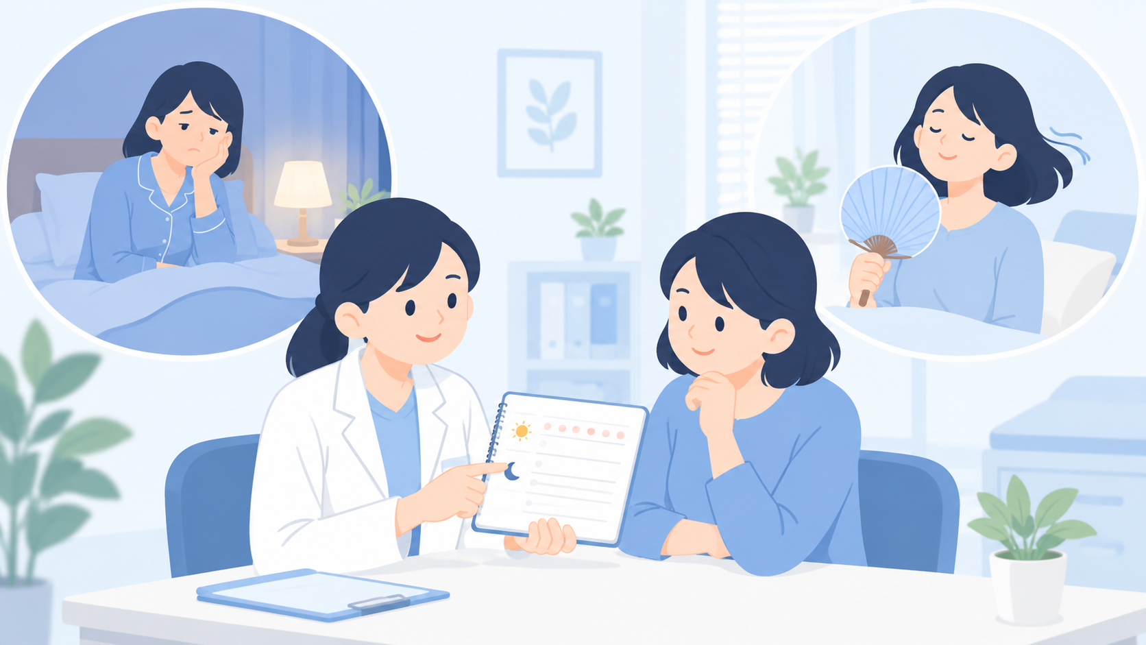 治療後は、ほてり・眠気・呼吸を別々に確認するのイラスト