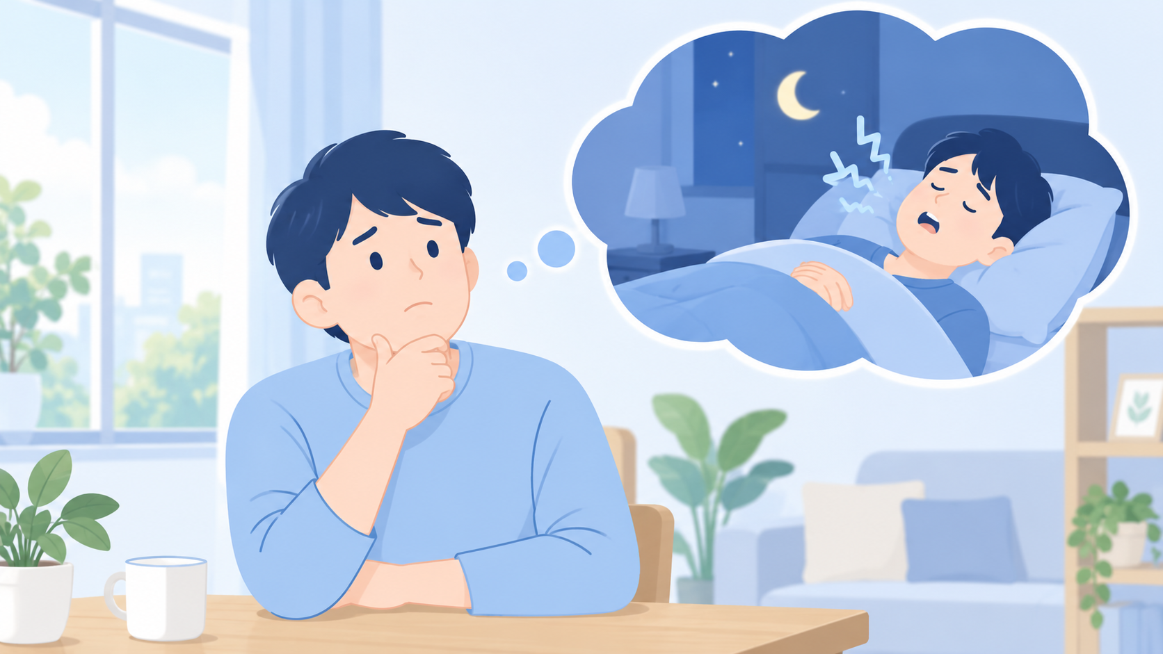 大きないびき、眠気、睡眠時無呼吸は同じものではないのイラスト