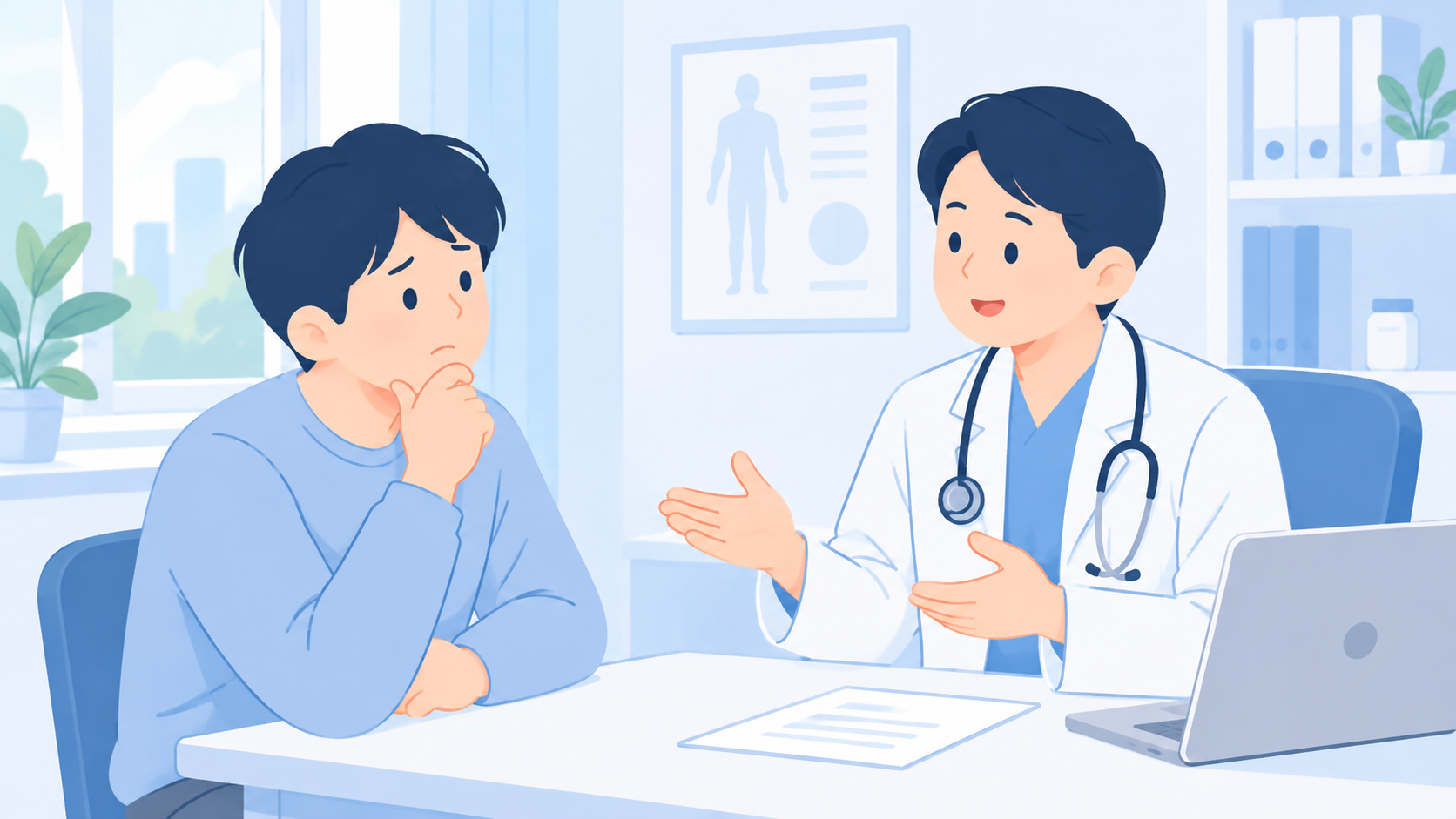 録音結果を待たず、医療相談を進めたい状況のイラスト