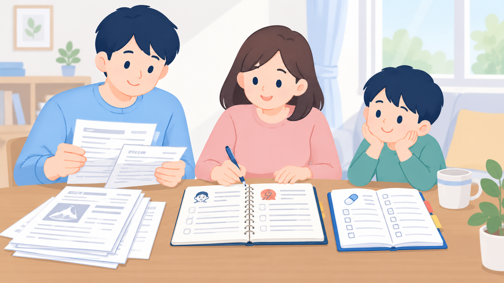 初診のメモと持ち物は、病名より事実をそろえるのイラスト