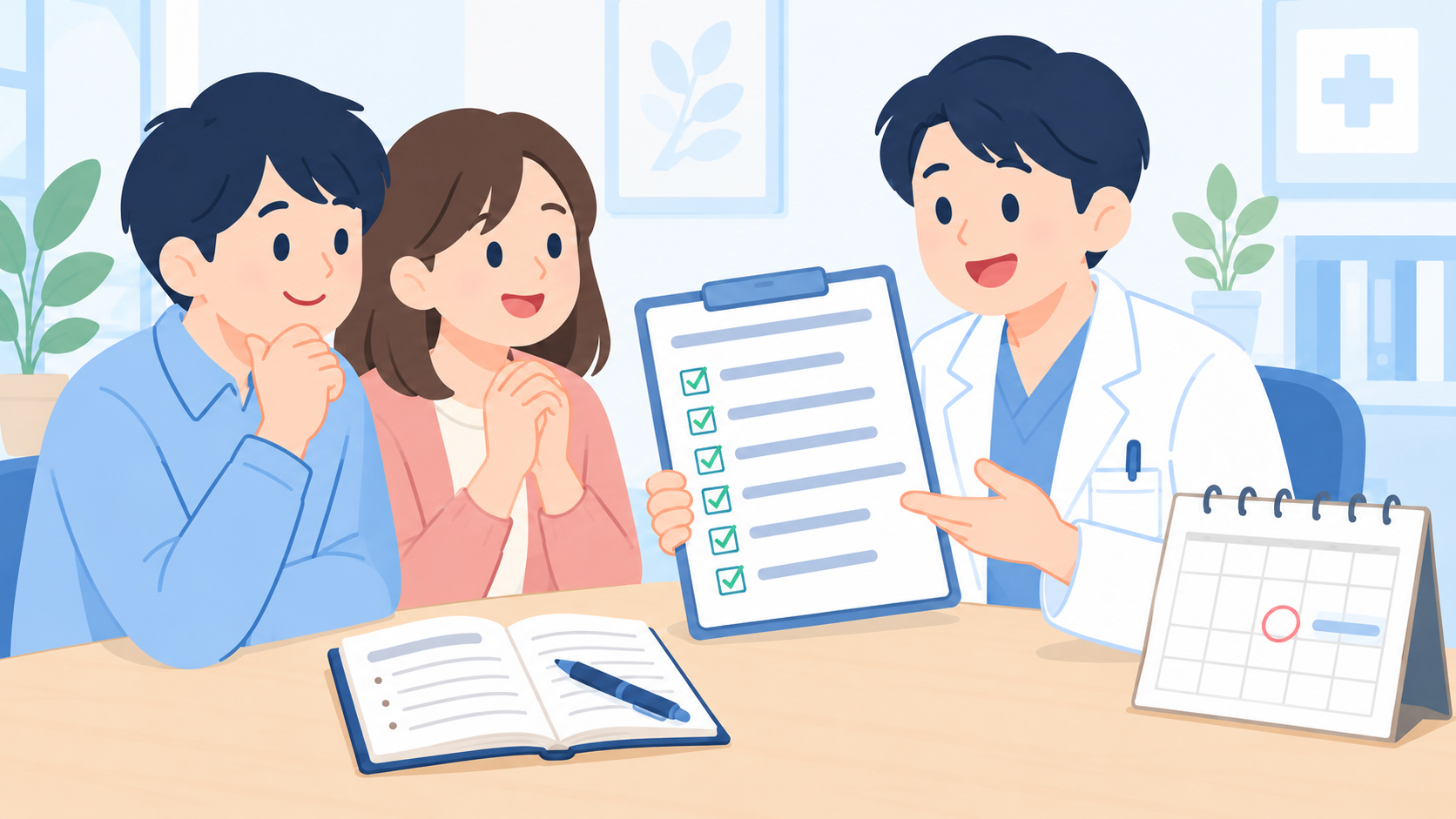 よくある質問と、受診先を決めるための最終チェックのイラスト