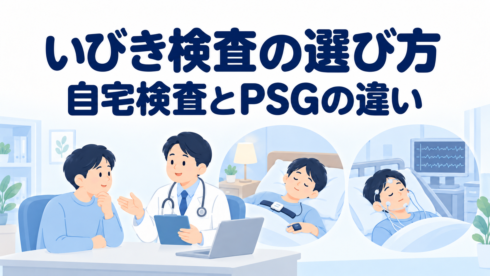 いびき・睡眠時無呼吸の検査は自宅か入院か？簡易検査とPSGの違い