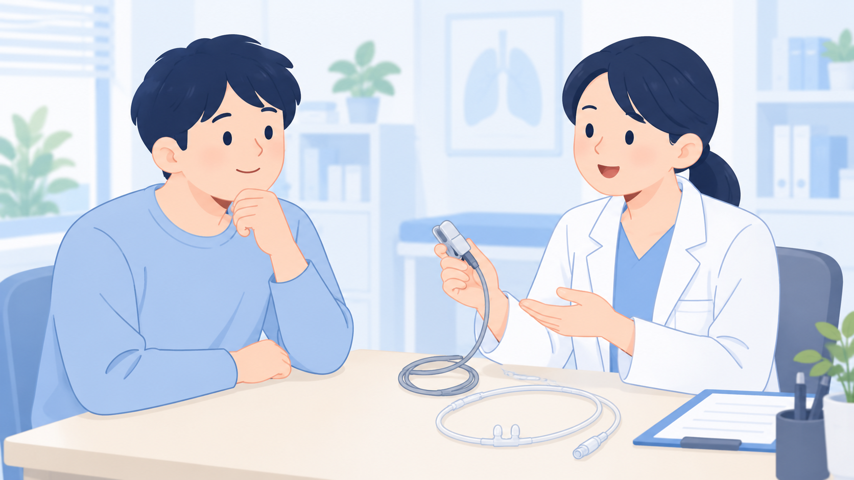 検査前の準備と、装着で困ったときの対応のイラスト