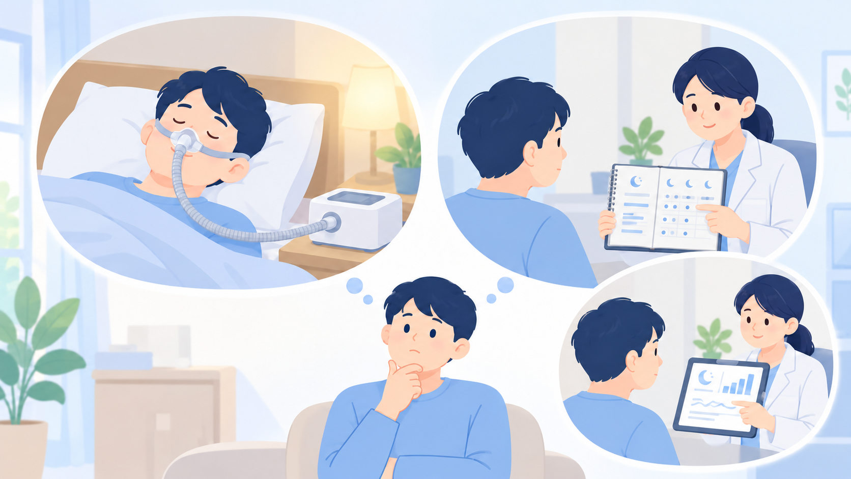 使用時間は「機械を動かした時間」ではなく睡眠全体と照合するのイラスト