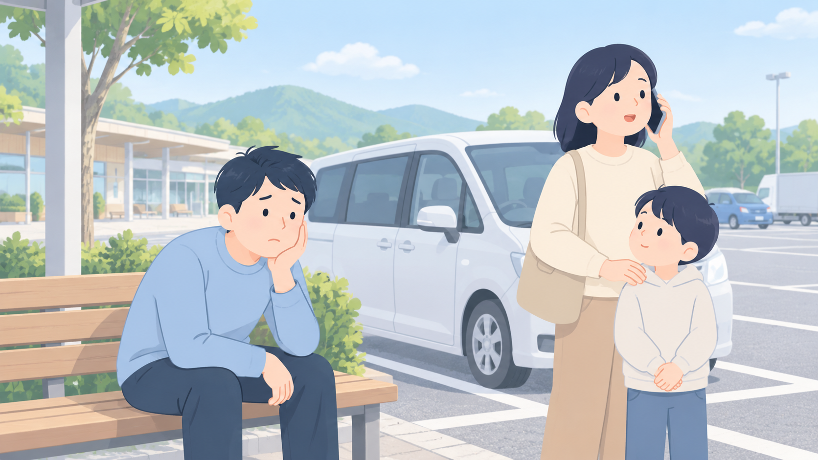 受診を待つ間も、運転と危険作業の安全を優先するのイラスト