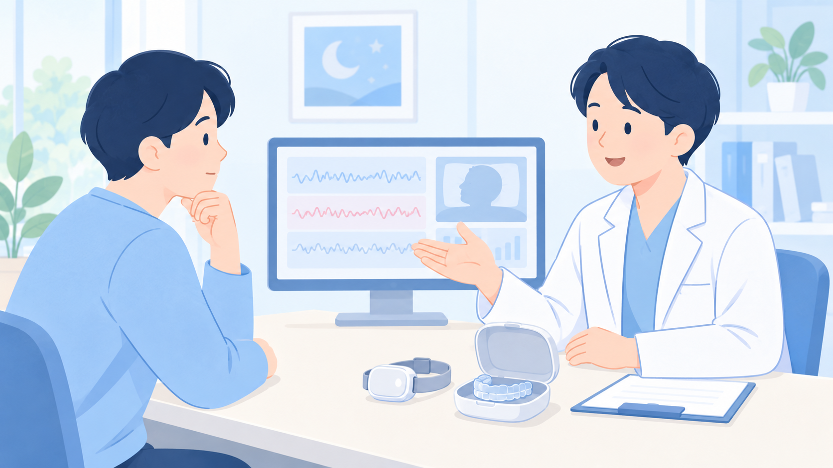 痛みがないことと、睡眠時無呼吸に効いていることは別のイラスト
