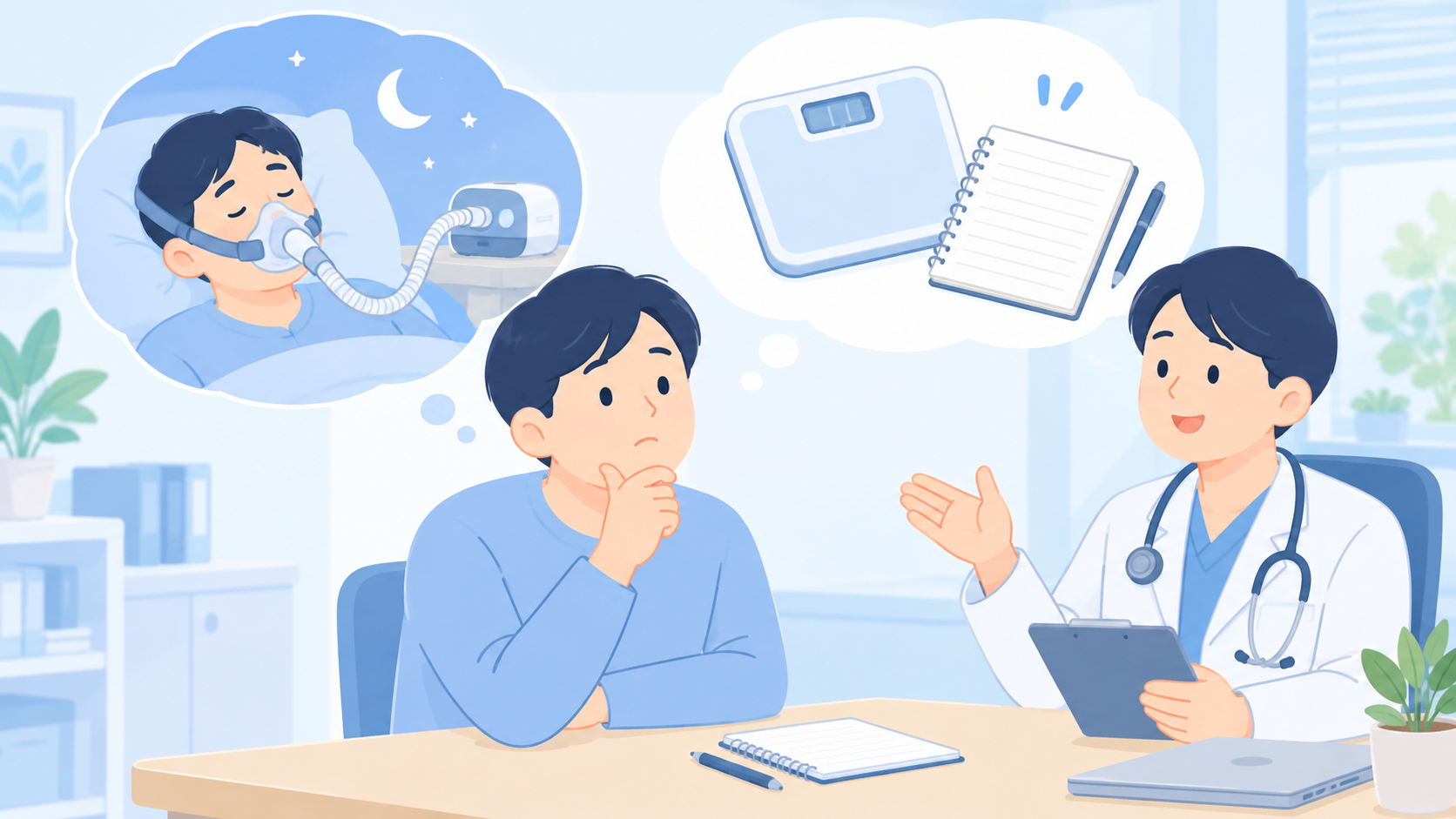 体重は睡眠時無呼吸の一因だが、痩せれば全員治るわけではないのイラスト