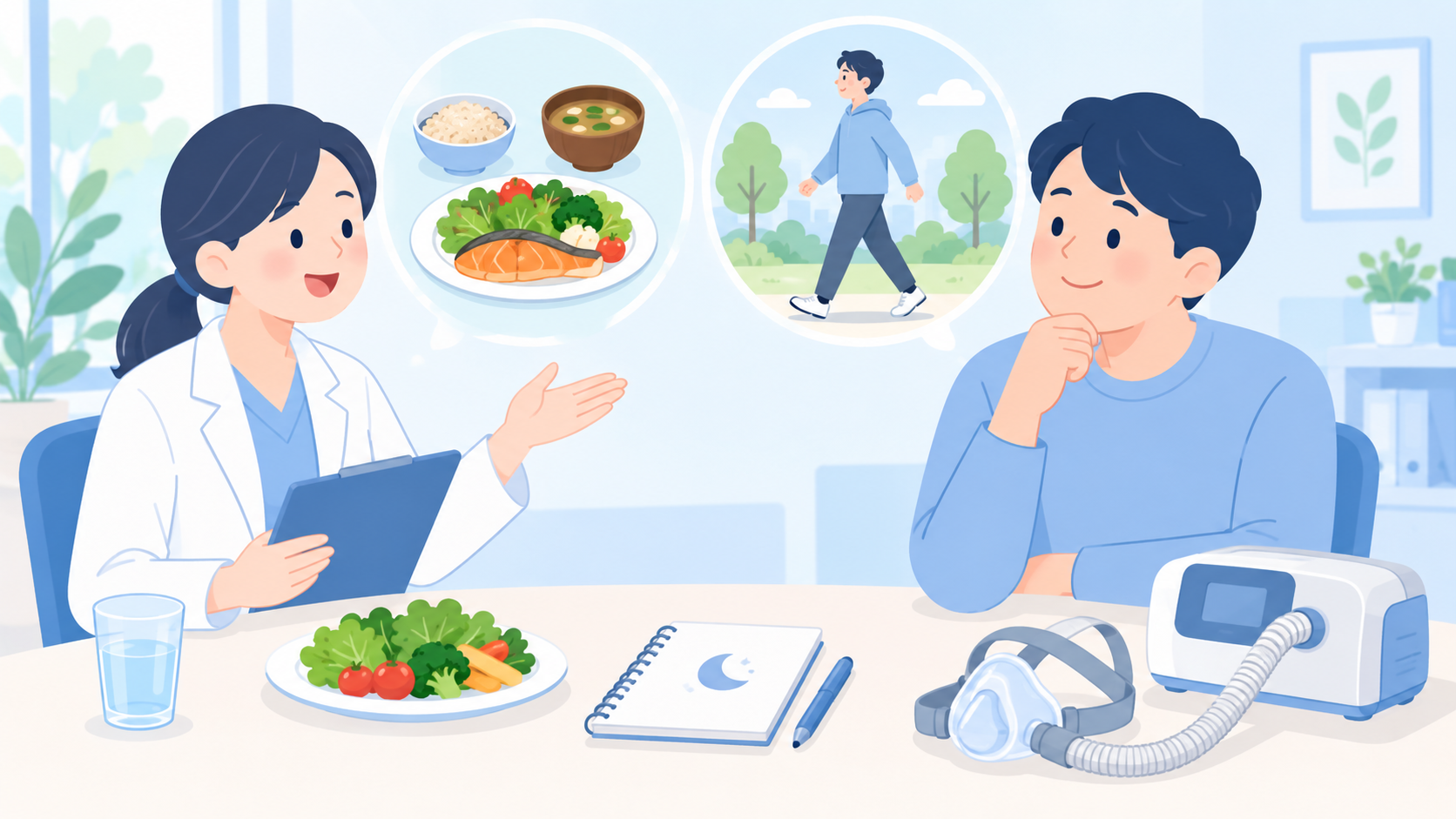 減量中も、必要な治療と続けやすさを並行して考えるのイラスト