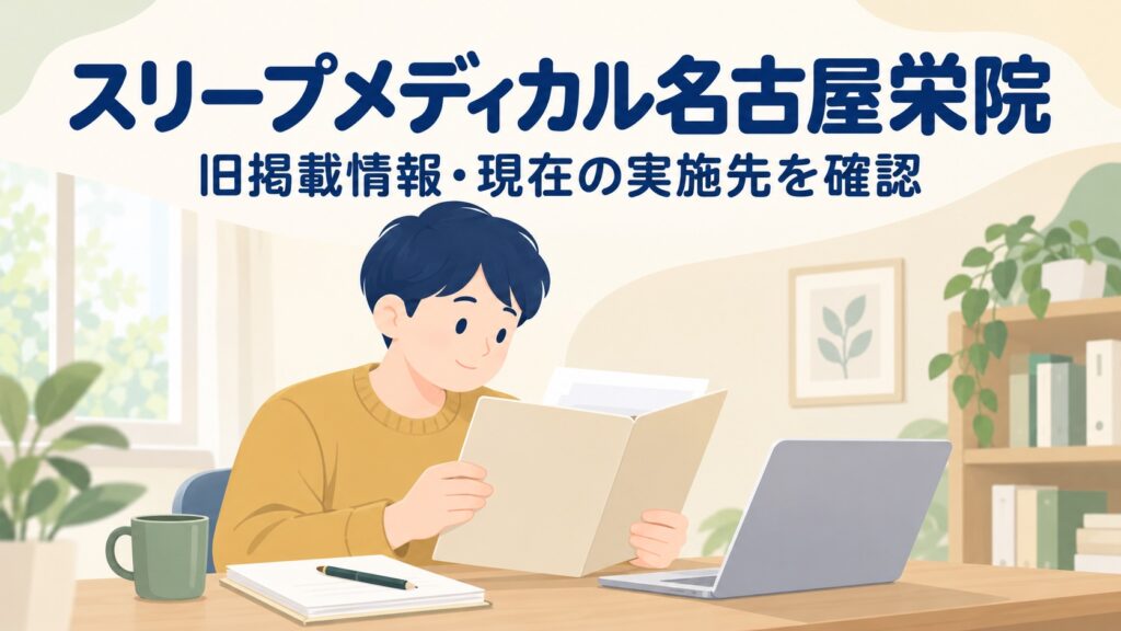 スリープメディカル名古屋栄院の旧掲載情報｜現在の名古屋の実施先を確認